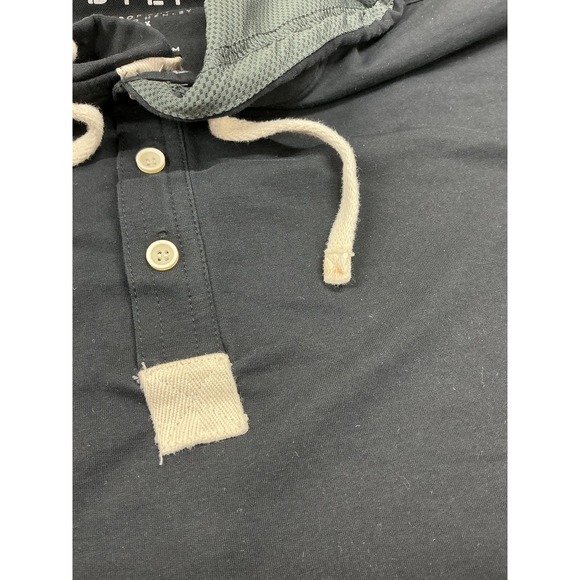 BYLT Hoodie Mens Large Black Drop-Cut Hooded Henley Lux Long Sleeve Jersey - Picture 4 of 9